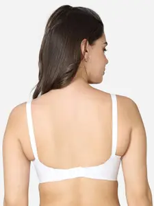 VStar White Single layered seamed Cotton Bra
