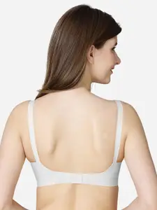 VStar White Cotton single-layered seamed Non-Padded Bra