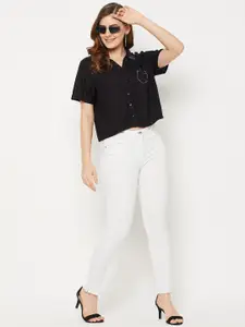 Ruhaans Women Black Classic Casual Shirt