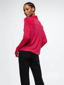 MANGO Women Pink Sustainable Solid Knitted Casual Shirt