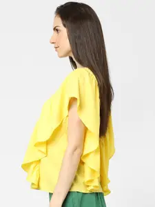 Vero Moda Women Yellow Ruffles Solid Top