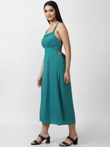 FOREVER 21 Blue A-Line Midi Dress