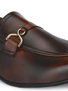 San Frissco Men Brown Faux Leather Formal Slip-Ons