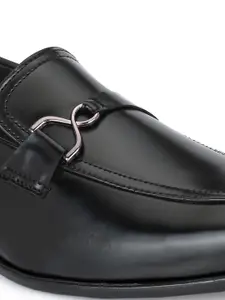 San Frissco Men Black Faux Leather Formal Slip-Ons