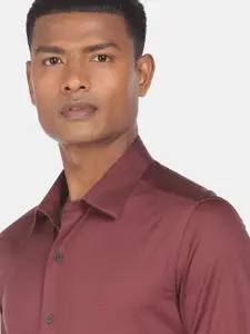 Arrow New York Men Red Solid Slim Fit Formal Shirt