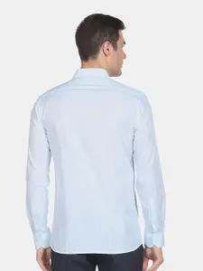 Arrow Men Blue Striped Slim Fit Cotton Formal Shirt