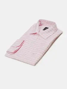 Arrow Men Pink Slim Fit Grid Tattersall Checked Pure Cotton Formal Shirt