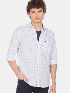 Arrow Sport Men White Slim Fit Printed Pure Cotton Casual Shirt