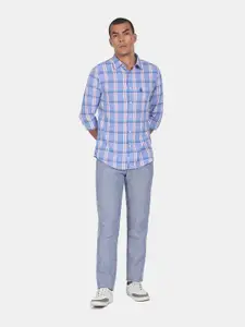U.S. Polo Assn. U S Polo Assn Men Blue Tartan Checked Casual Shirt