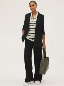 Marks & Spencer Women Black Lightweight Open Front Blazer