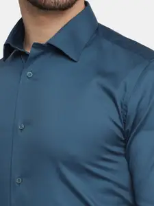 Blackberrys Men Teal Slim Fit Cotton Formal Shirt