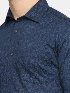 Blackberrys Men Navy Blue Slim Fit Floral Printed Cotton Formal Shirt