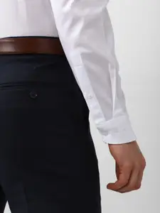 Van Heusen Men White Slim Fit Solid Cotton Formal Shirt