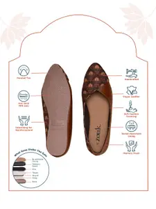 ZOUK Women Brown Printed Ballerinas Flats