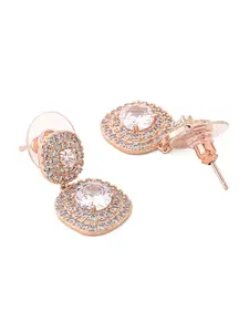 Yellow Chimes Rose Gold Plated CrystaL Drop Earrings