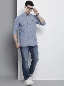 Nautica Button-Down Collar Printed Slim Fit Checked Casual Shirt