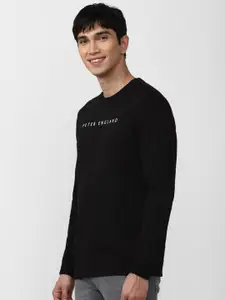 Peter England Casuals Men Black Printed Sweatshirt
