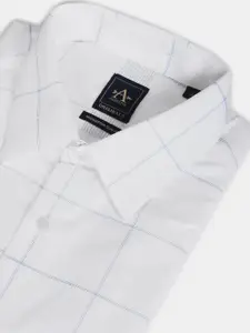 Arrow Men White Slim Fit Windowpane Checks Checked Cotton Formal Shirt