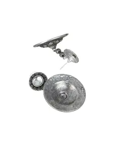 Priyaasi Silver-Toned Silver Plated Contemporary Drop Earrings