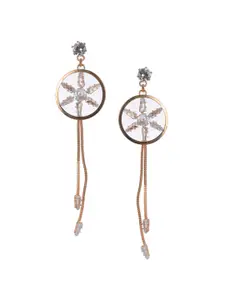 Priyaasi Contemporary White & Gold-Plated Drop Earrings