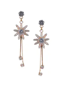 Priyaasi Contemporary White & Gold-Plated Drop Earrings