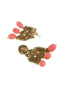 Priyaasi Women Gold-Plated Peacock Shaped Drop Earrings