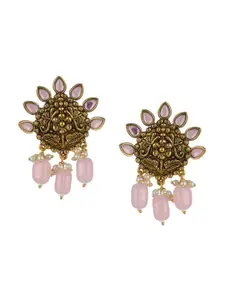 Priyaasi Women Gold-Plated Floral Drop Earrings