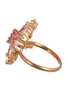 Priyaasi Rose Gold-plated Rose Gold Stone-Studded Adjustable Finger Ring