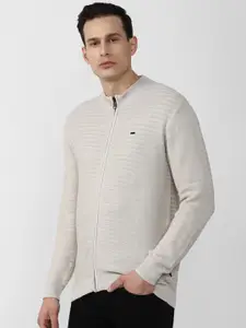 Van Heusen Sport Men Beige Cable Knit Pure Cotton Cardigan