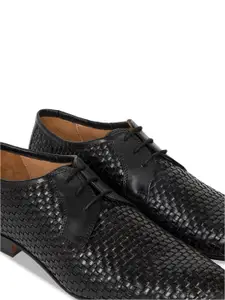 Ruosh Men Black Textured Leather Brogues