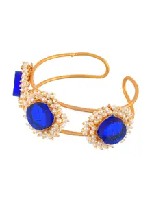 Silvermerc Designs Women Brass Onyx Gold-Plated Cuff Bracelet