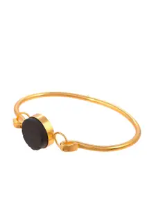 Silvermerc Designs Women Brass Onyx Gold-Plated Kada Bracelet