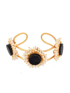 Silvermerc Designs Women Brass Onyx Gold-Plated Cuff Bracelet