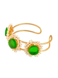 Silvermerc Designs Women Brass Onyx Gold-Plated Kada Bracelet