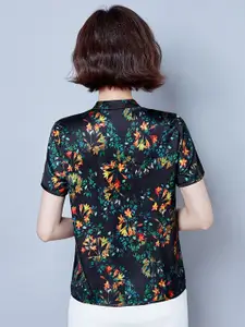 JC Collection Women Black Floral Printed Casual Shirt
