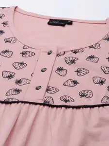 Kryptic Pink Printed Maxi Nightdress