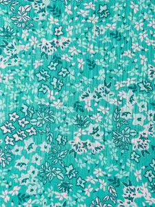 People Green Floral Print Shirt Style Crop Top