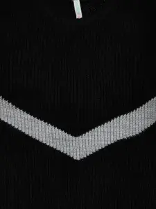 Pantaloons Junior Girls Black & Grey Printed Pullover