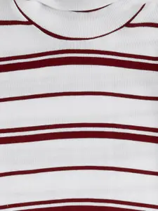 Pantaloons Junior Girls White Striped Cotton Sweatshirt