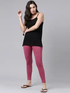 Kryptic Women Black Solid Pure Cotton Long Camisole