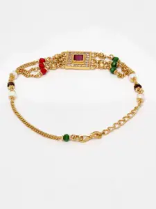 PANASH Women Gold-Toned & Green Gold-Plated Multistrand Bracelet