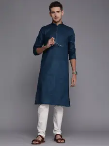 Manyavar Men Navy Blue Kurta with Churidar