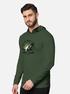 BULLMER Men Olive Green Printed Hooded Sweatshirt