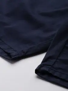 Roadster Men Navy Blue Solid Slim Fit Pure Cotton Casual Shorts