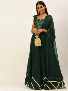 Ethnovog Green Sequinned Ready to Wear Lehenga  Blouse With Dupatta