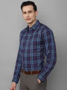 Allen Solly Men Blue Slim Fit Tartan Checks Checked Pure cotton Formal Shirt