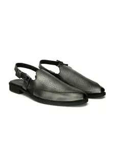 San Frissco Men Silver-Toned Shoe-Style Sandals