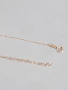 Zavya Pink & Gold-Toned Sterling Silver Rose Gold-Plated Chain With Pendant
