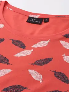 Kryptic Women Orange Printed Pure Cotton Nightdress