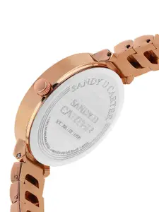 Sandy D Carter Women Blue Brass Dial & Rose Gold Toned Bracelet Style Straps Analogue Watch SDC-34-BL